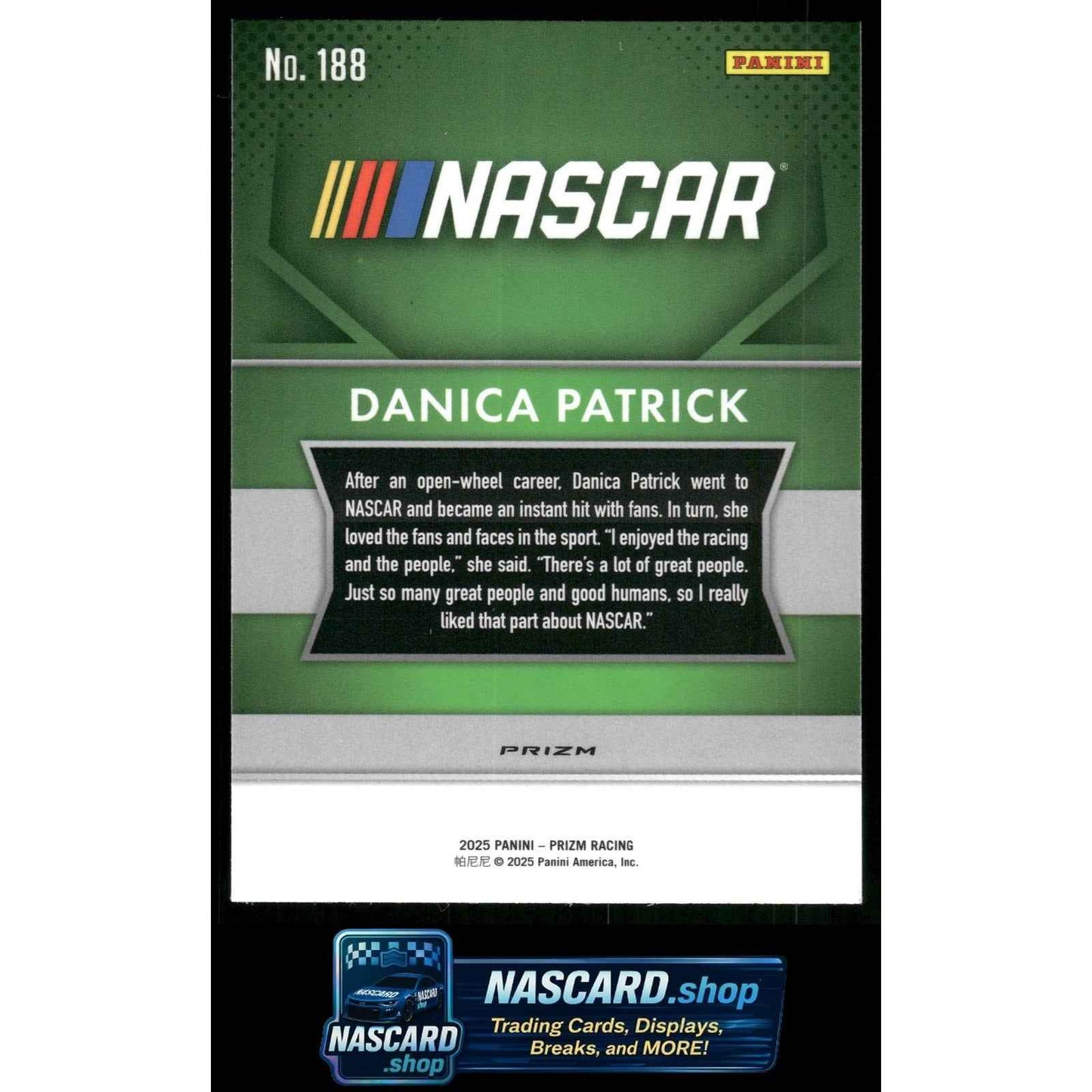 2025 Panini Prizm #188 Danica Patrick White Sparkle