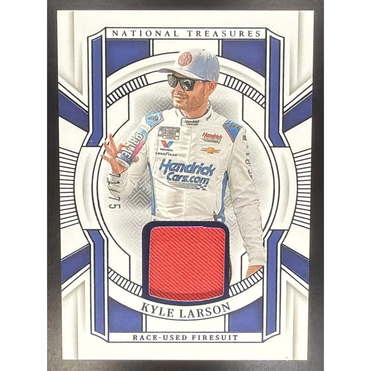 2025 Panini National Treasures Kyle Larson #15 Race Used Firesuit Blue 71/75 MEM
