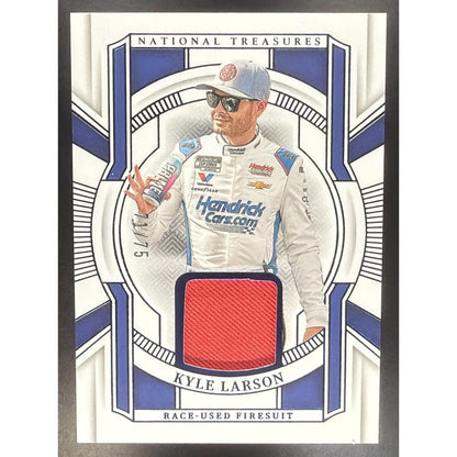 2025 Panini National Treasures Kyle Larson #15 Race Used Firesuit Blue 71/75 MEM
