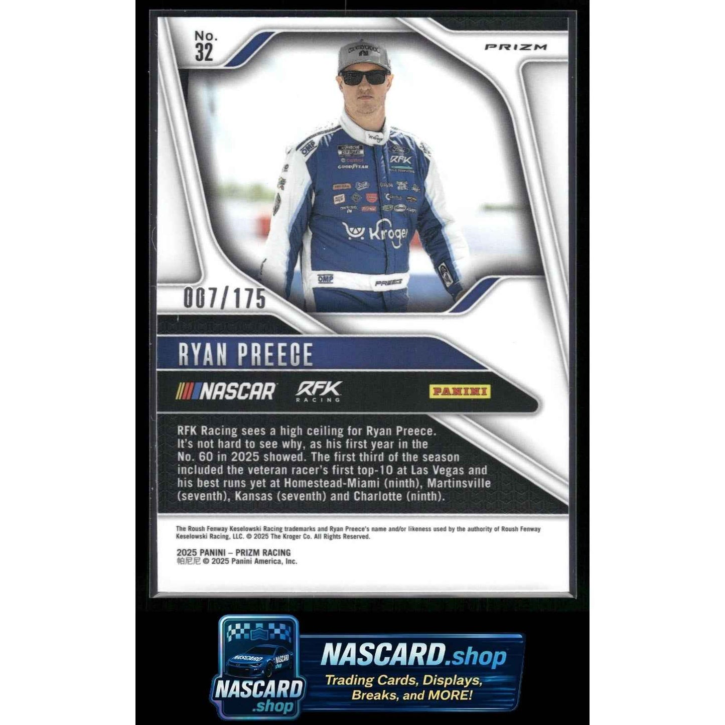 2025 Panini Prizm #32 Ryan Preece Red Power #/175
