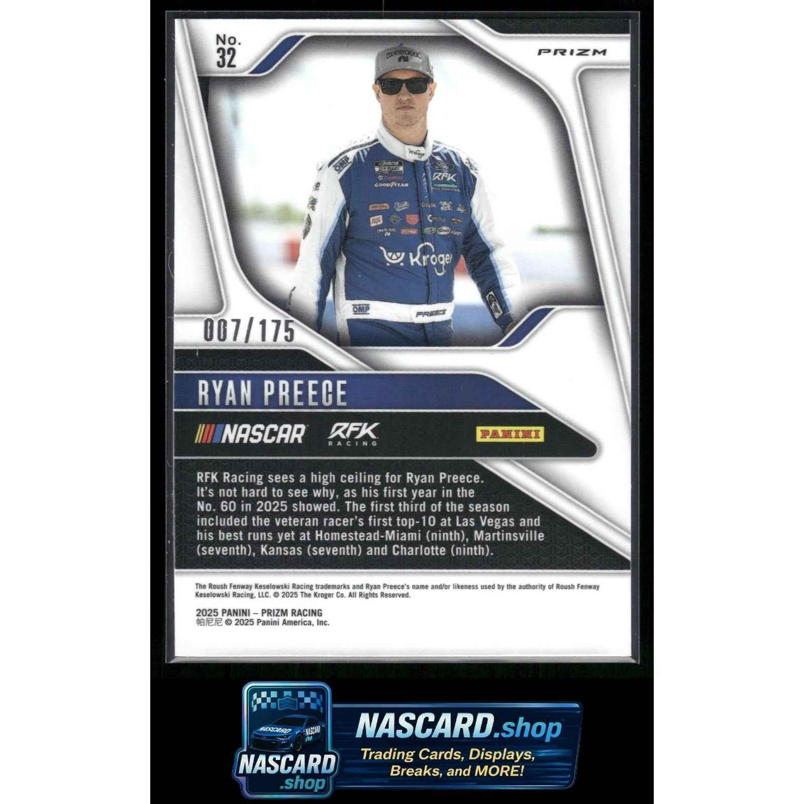 2025 Panini Prizm #32 Ryan Preece Red Power #/175
