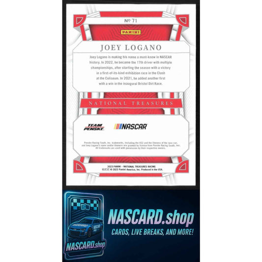 2023 National Treasures Diamond Anniversary #71 Joey Logano #/25