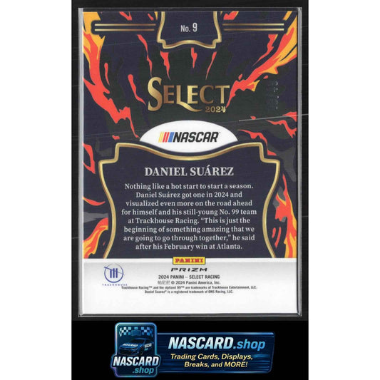 2024 Panini Select #9 Daniel Suarez En Fuego Blue Prizms #/49