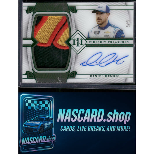 2023 National Treasures Daniel Hemric Firesuit Treasures Signatures Green #/5 - NASCARD.shop