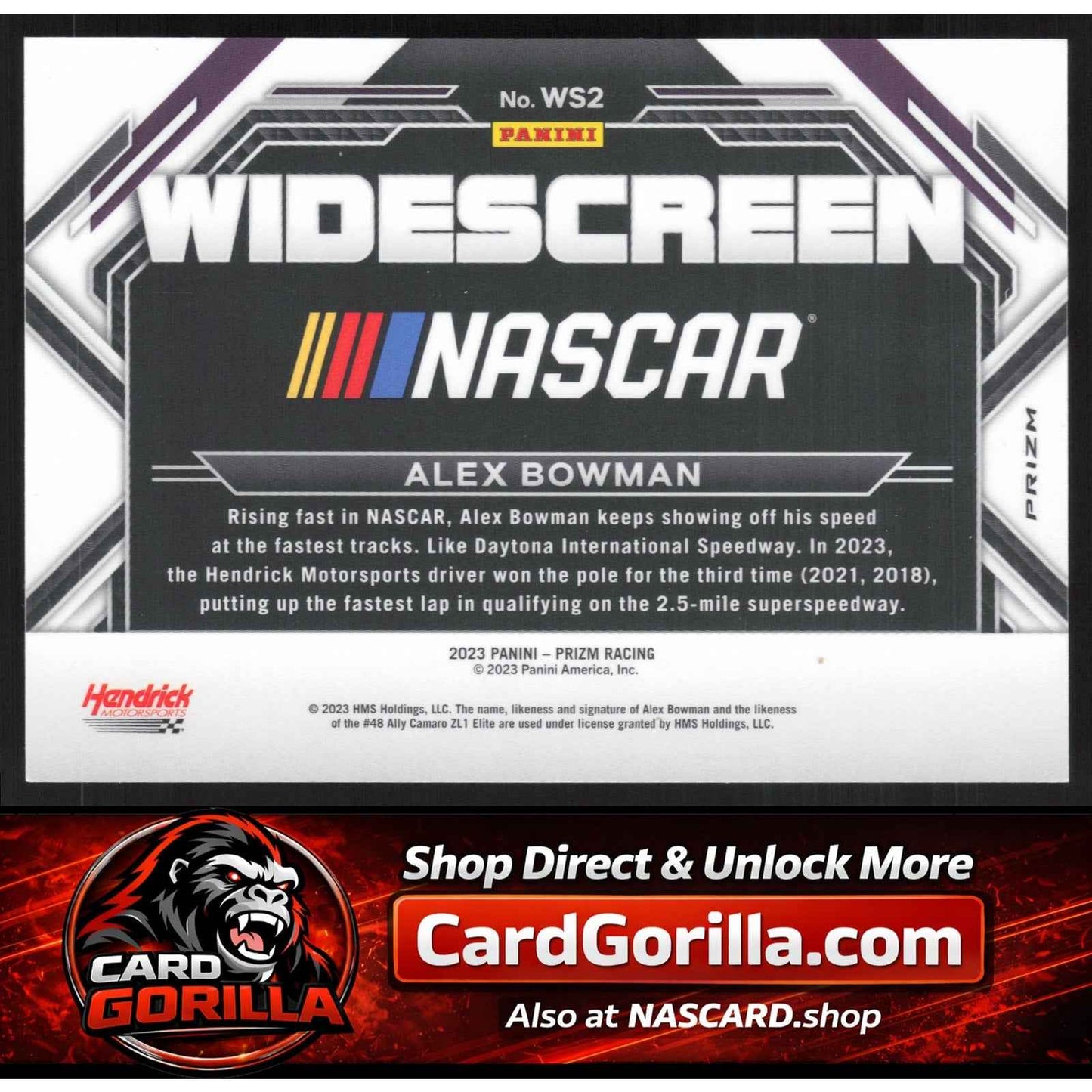 2023 Panini Prizm #WS2 Alex Bowman Widescreen White Sparkle Prizm