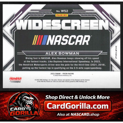2023 Panini Prizm #WS2 Alex Bowman Widescreen White Sparkle Prizm