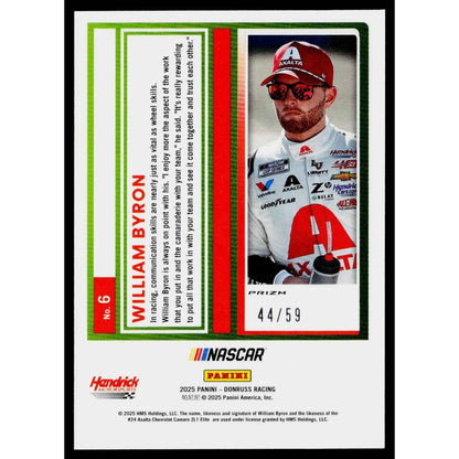 2025 Donruss #6 William Byron Optic Purple Velocity #/59
