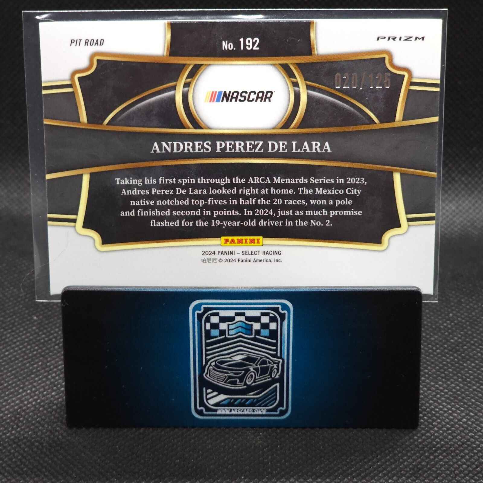 2024 Panini Select Racing Pit Road Maroon #192 Andres Perez De Lara RC 20/125 - NASCARD.shop