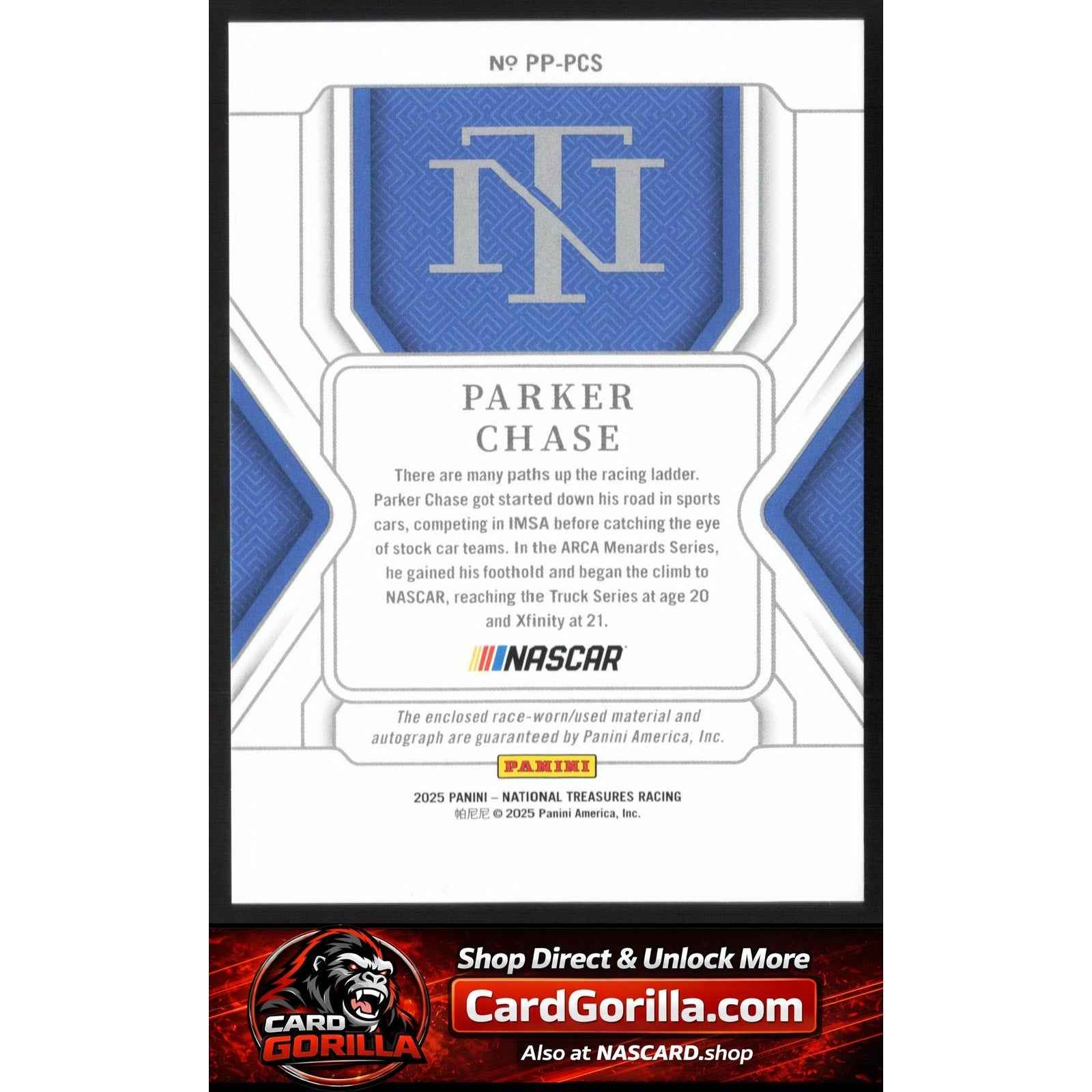 2025 Panini National Treasures #PP-PCS Parker Chase Premium Patches Green #/5