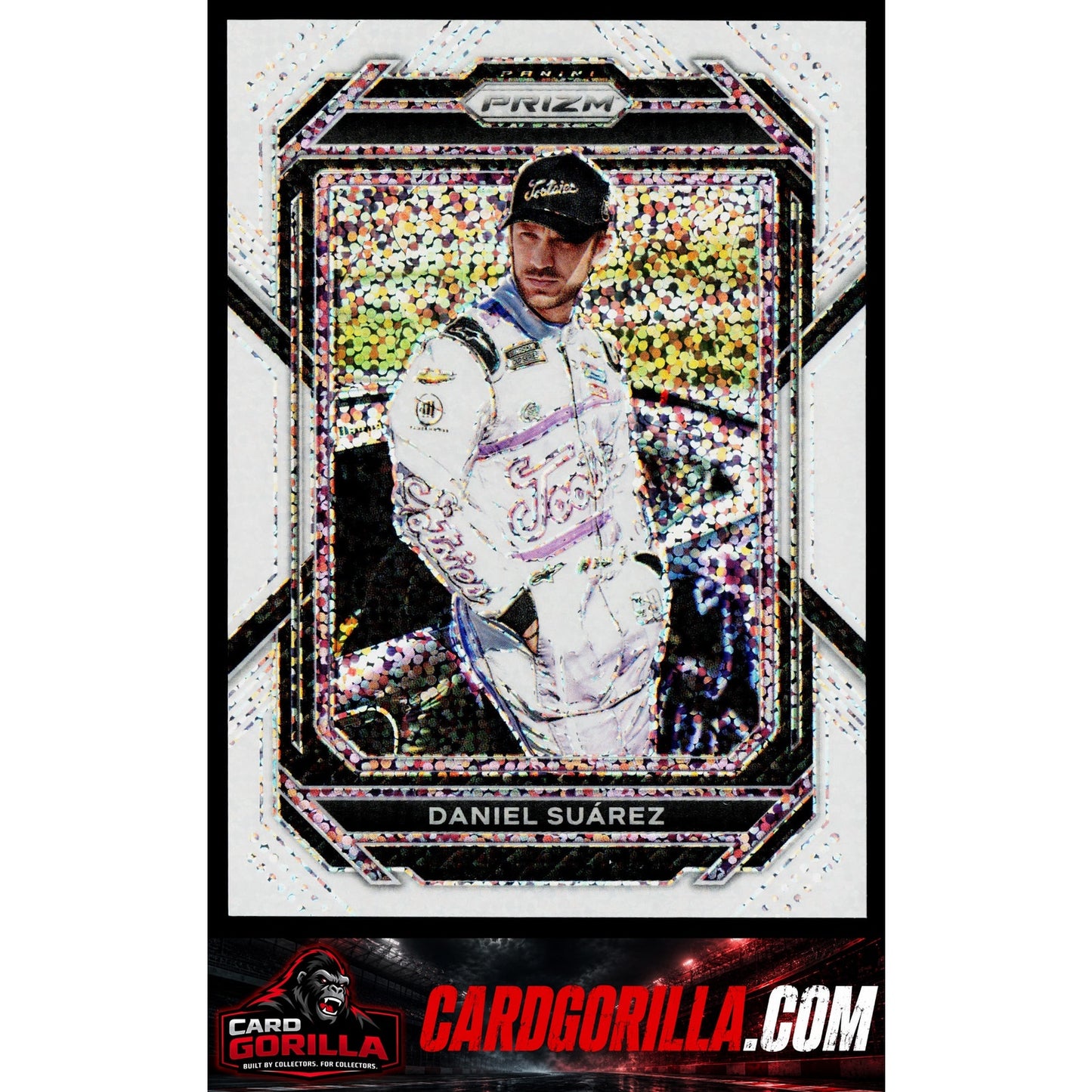 2023 Panini Prizm #17 Daniel Suarez White Sparkle Prizm