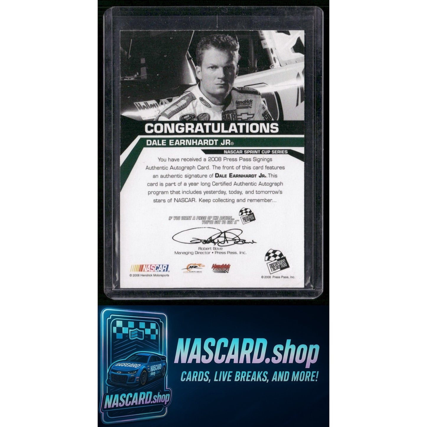 2008 Press Pass Dale Earnhardt Jr. Signings Blue #1/8 - Card Gorilla