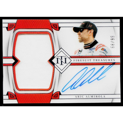 2023 Panini National Treasures Aric Almirola Firesuit Treasures Signatures #/99