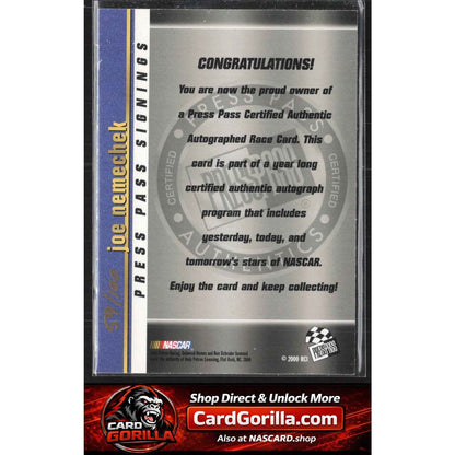 2000 Press Pass #NNO Joe Nemechek Signings Gold #/100