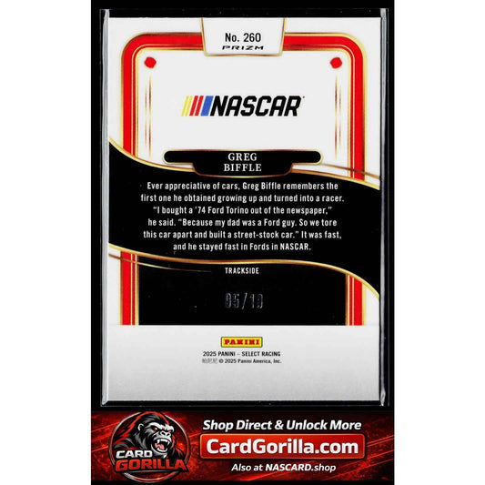 2025 Panini Select #260 Greg Biffle Gold Prizms #/10