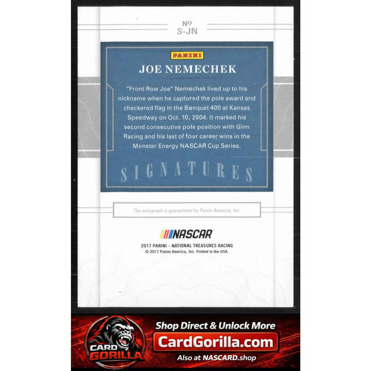2017 Panini National Treasures #S-JN Joe Nemechek Signatures Holo Gold #/15