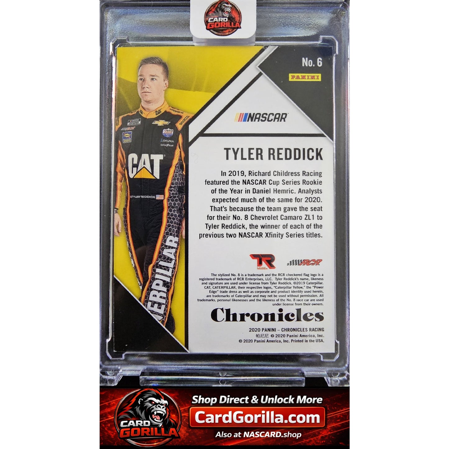 2020 Panini Chronicles #6 Tyler Reddick Black #1/1 Rookie Card