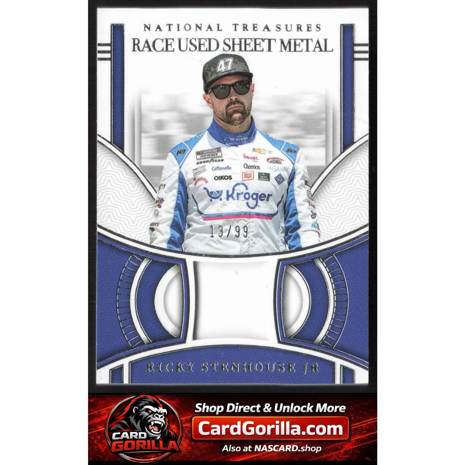 2024 National Treasures Ricky Stenhouse Jr Race Used Sheet Metal Blue #/75