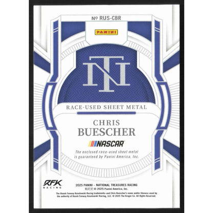 2025 National Treasures Chris Buescher Race Used Sheet Metal Holo Silver #/25
