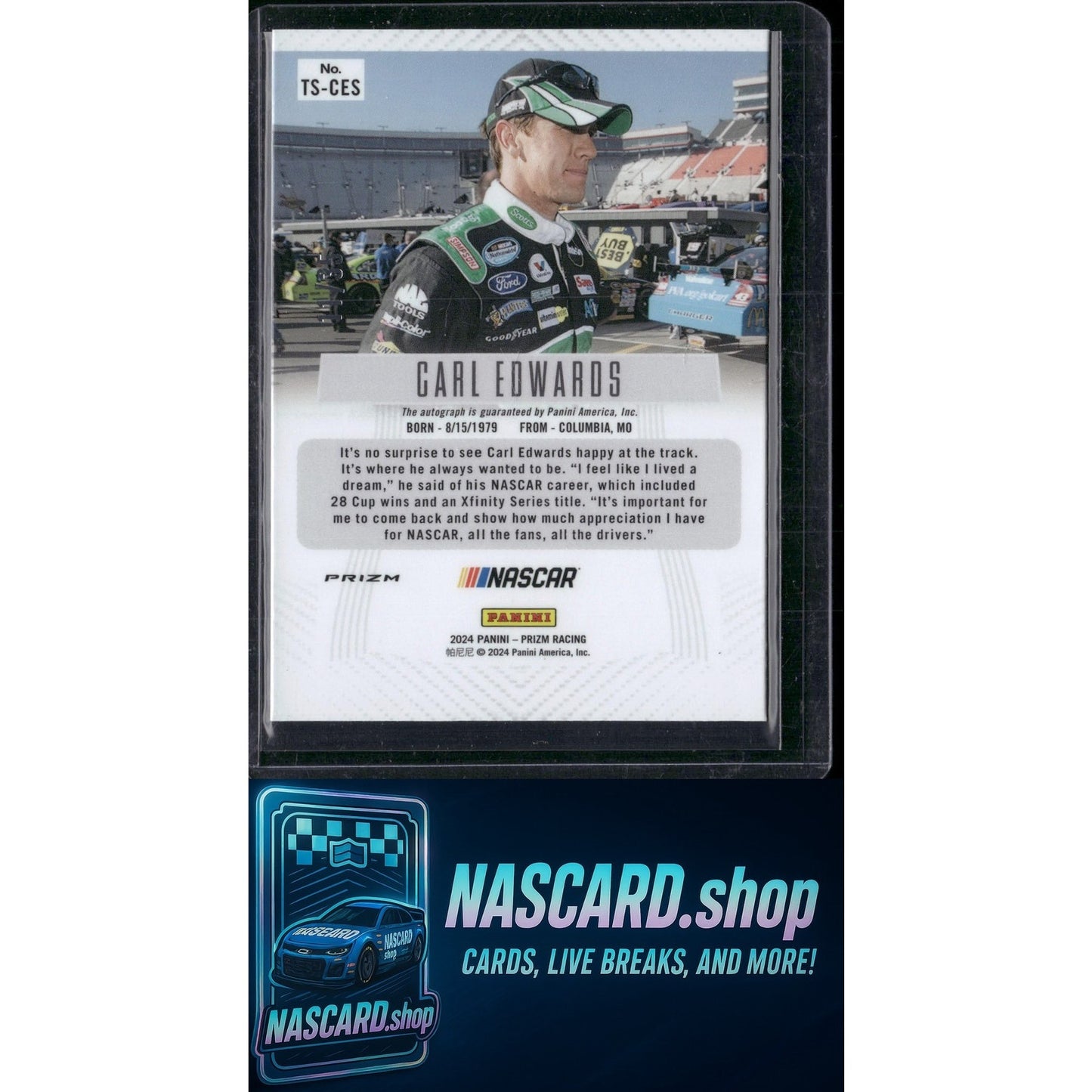 2024 Panini Prizm #TS-CES Carl Edwards Throwback Signatures Red #/35 - NASCARD.shop