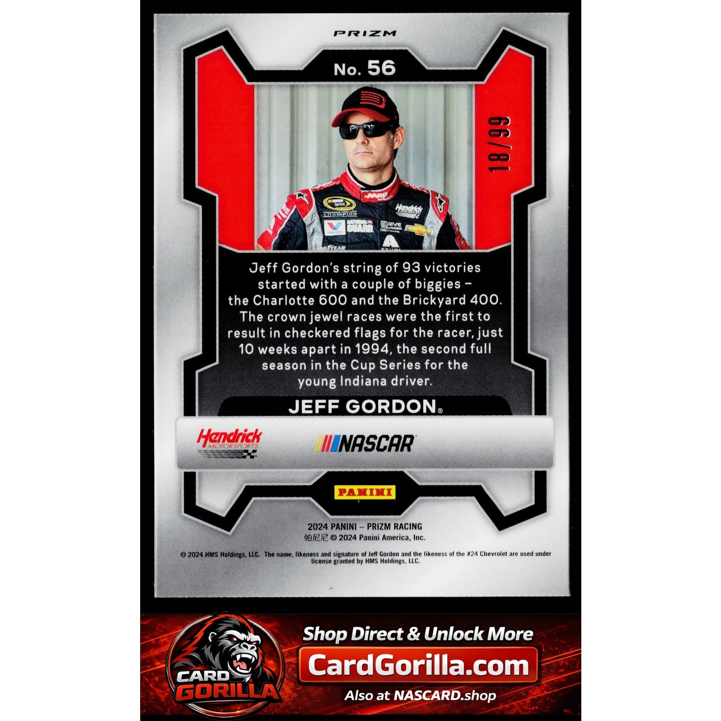 2024 Panini Prizm #56 Jeff Gordon Purple #/99