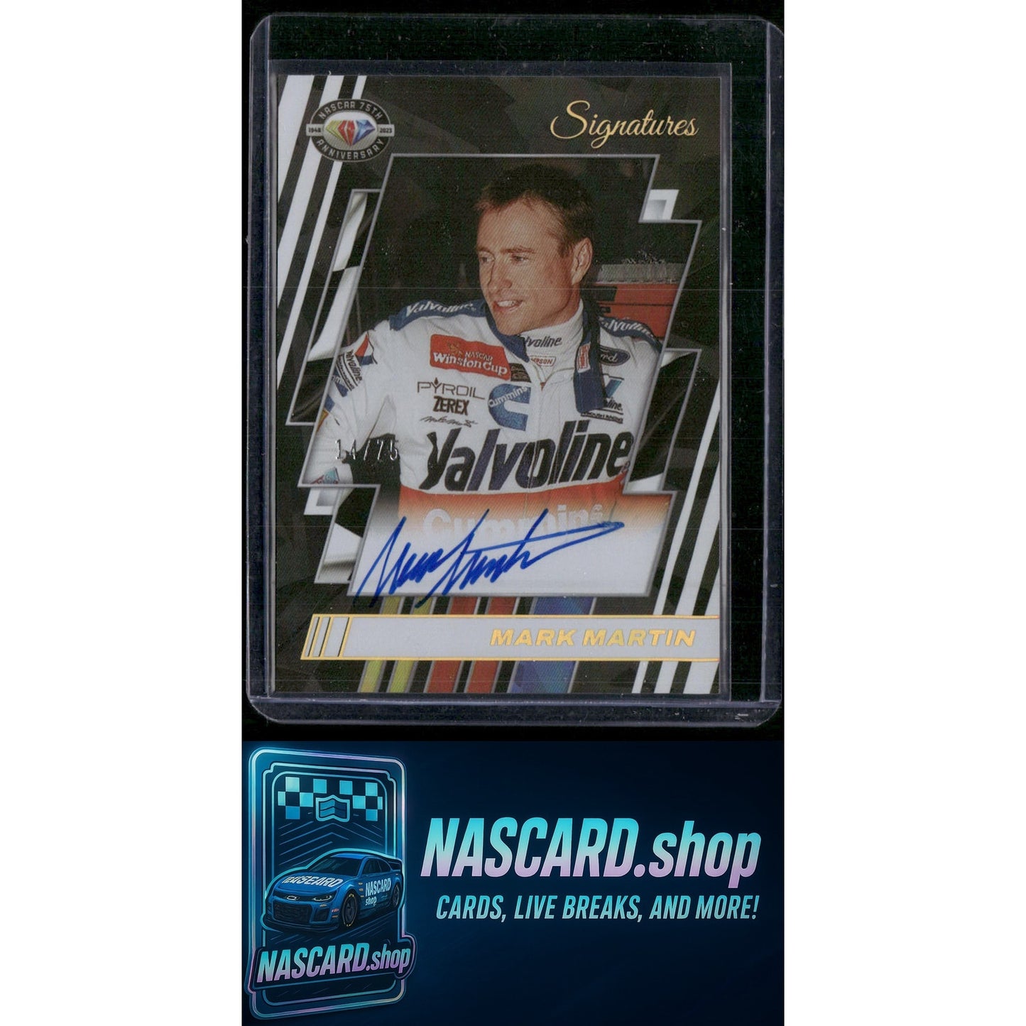 2023 Panini National Treasures Mark Martin 75th Anniversary Signatures Holo #/75 - NASCARD.shop
