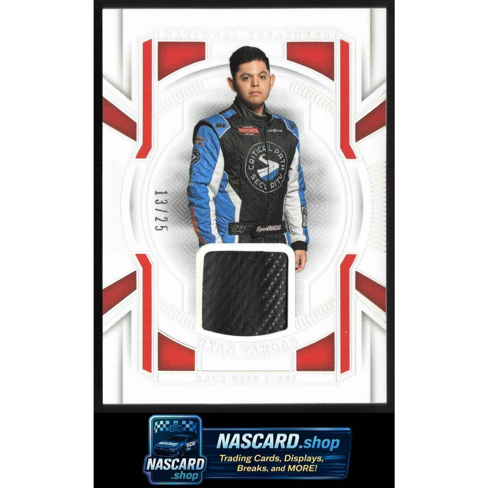 2025 Panini National Treasures Ryan Vargas Race Used Tires Holo Silver #/25