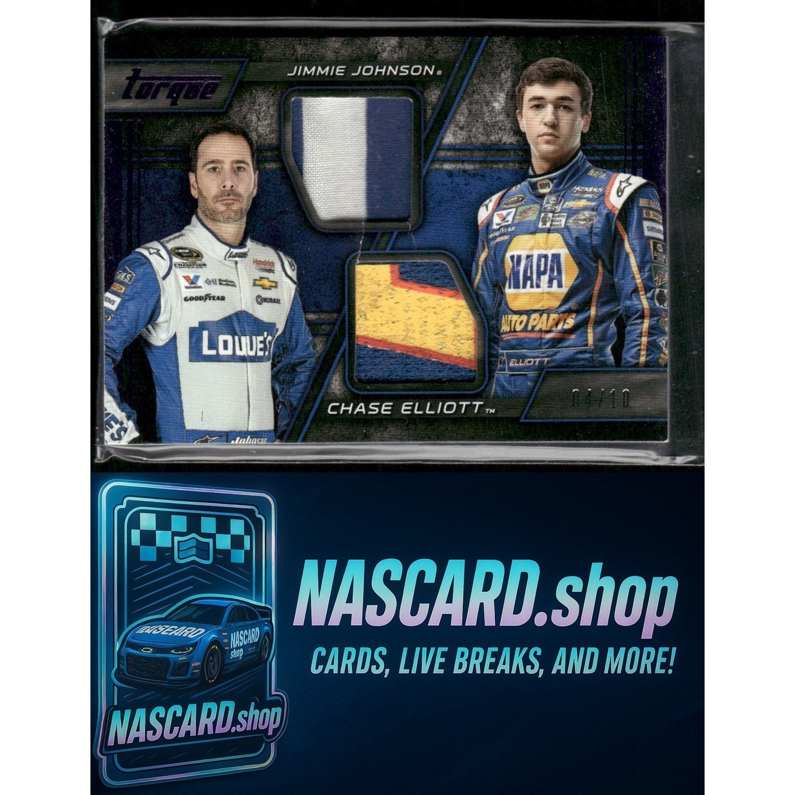 2016 Panini Torque Jimmie Johnson / Chase Elliott Pairings Materials Purple #/10 - Card Gorilla