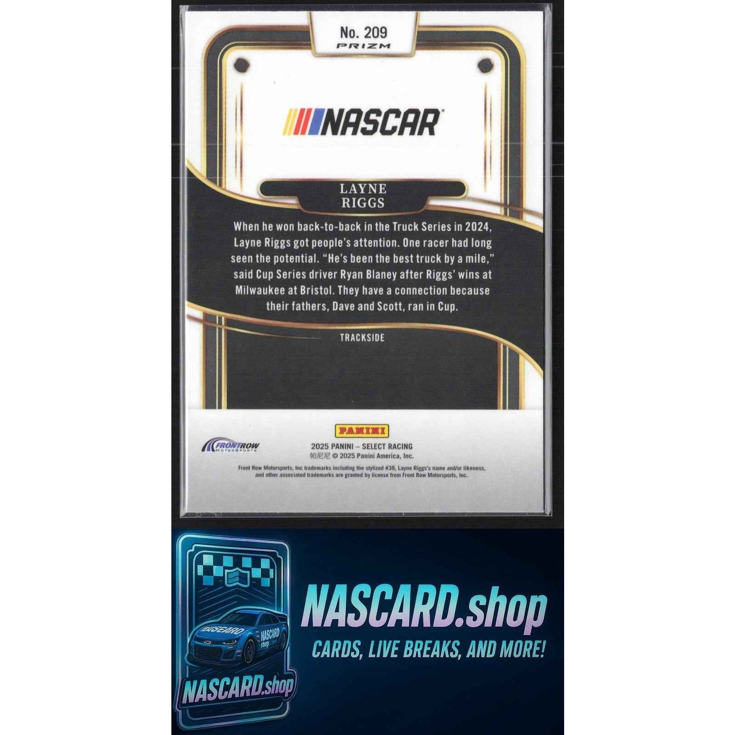 2025 Panini Select #209 Layne Riggs Silver NASCAR Logo