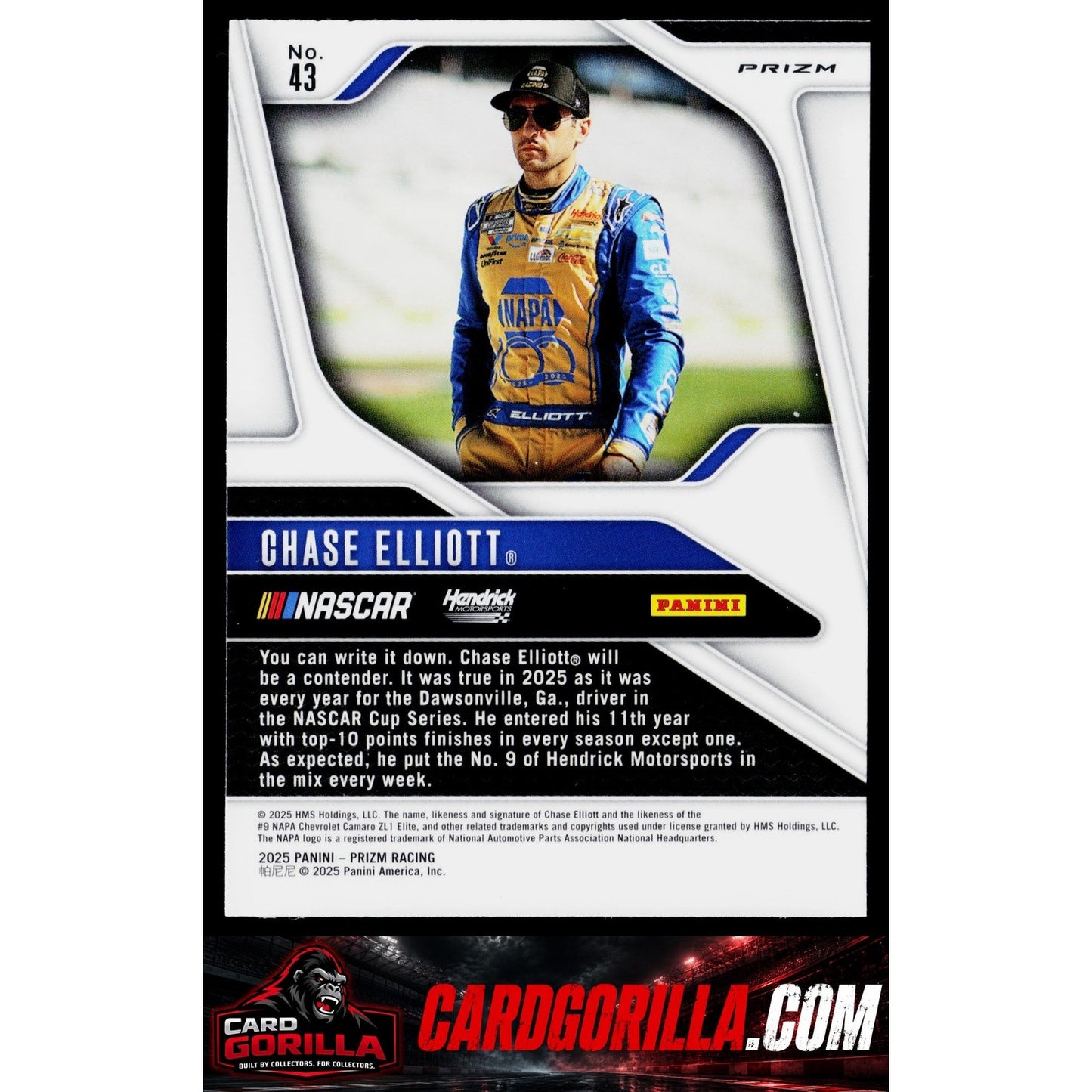 2025 Panini Prizm #43 Chase Elliott White Sparkle