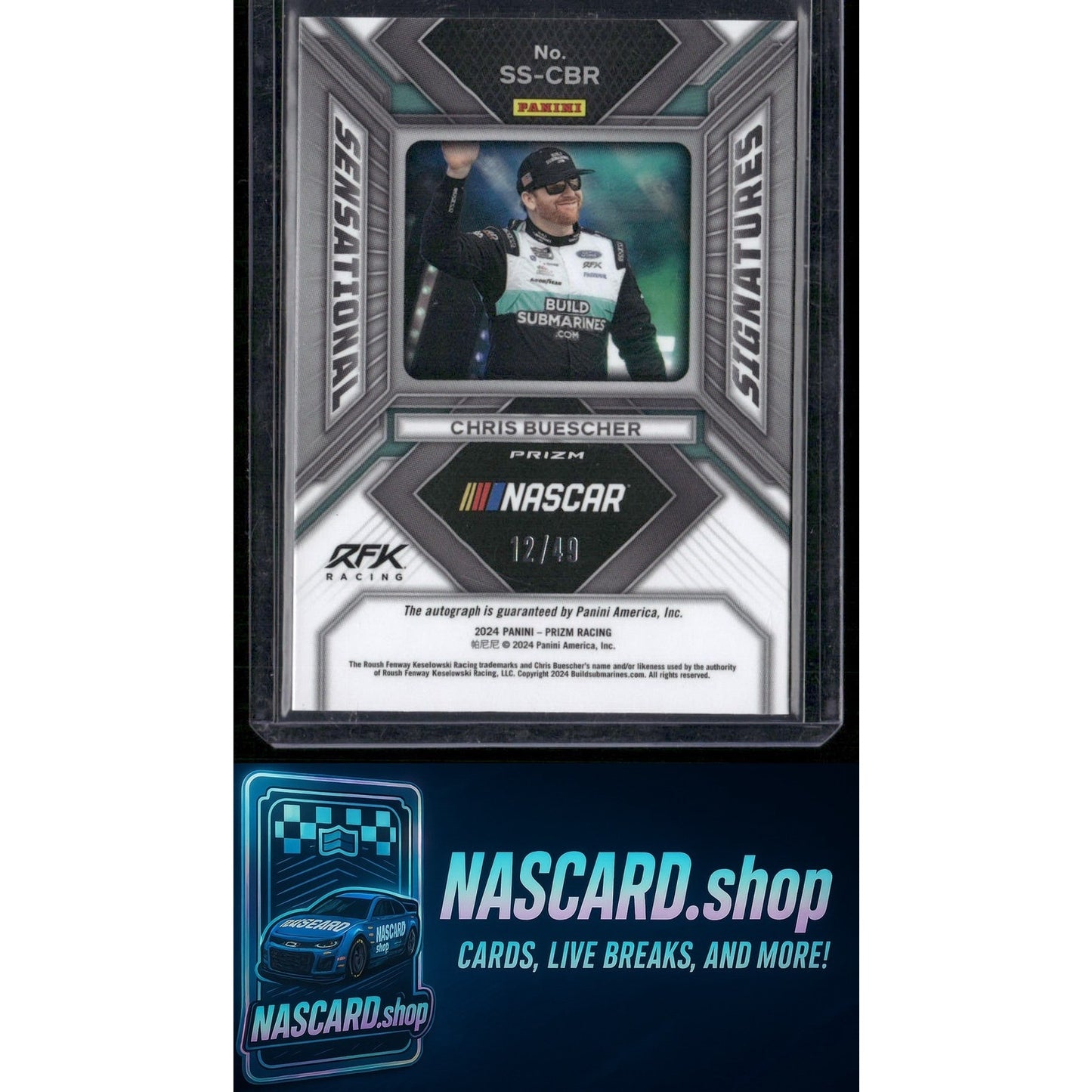 2024 Panini Prizm #SS-CBR Chris Buescher Sensational Signatures Blue #/49