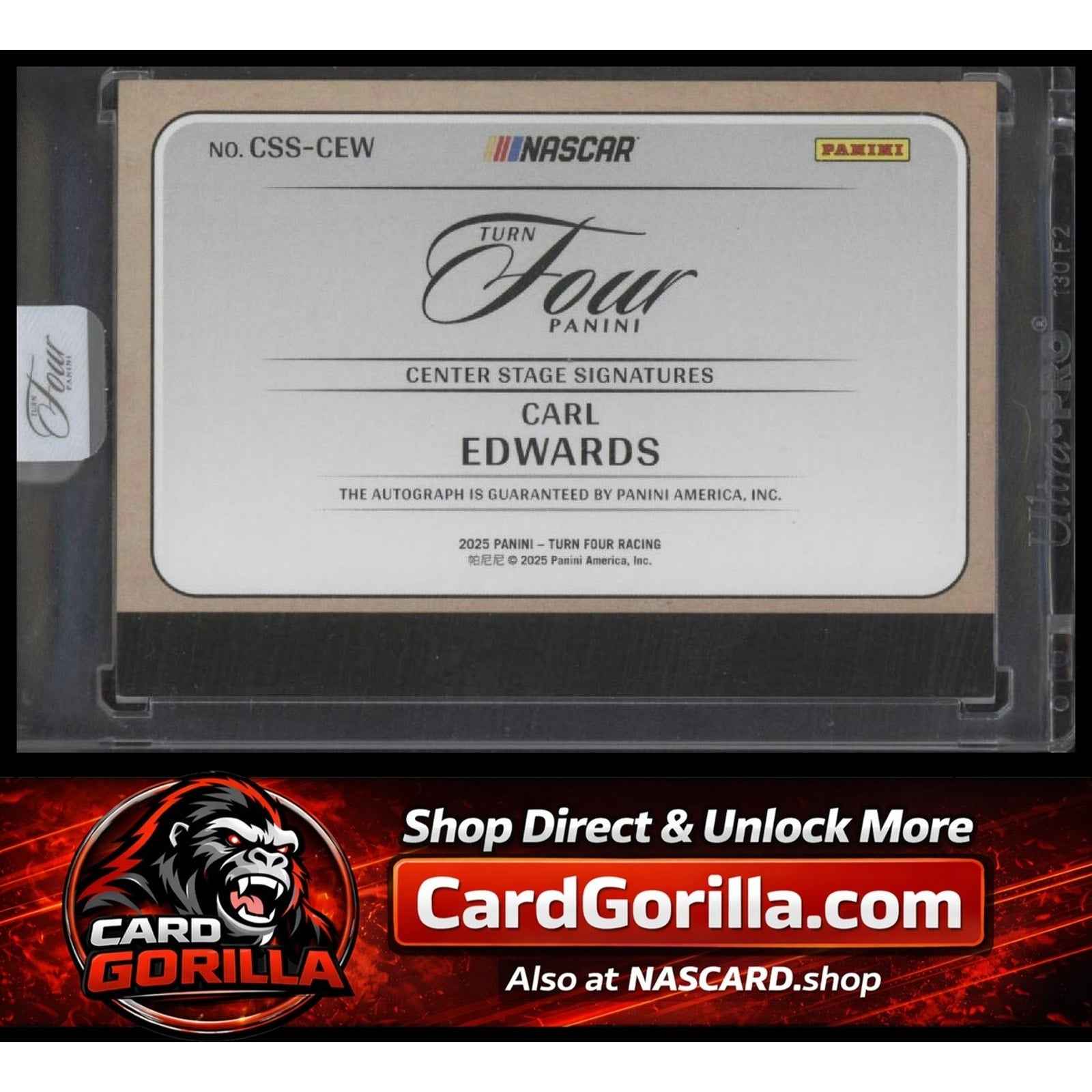 2025 Panini Turn Four #CSS-CEW Carl Edwards Center Stage Signatures Blue #/49