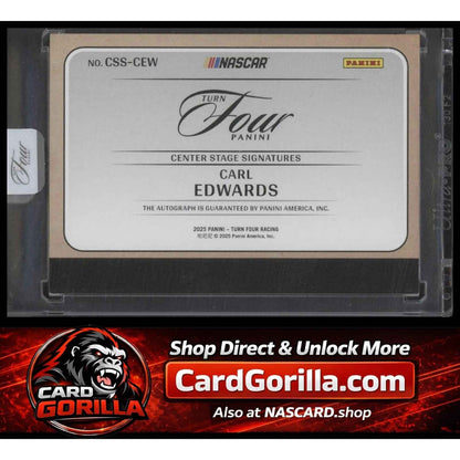 2025 Panini Turn Four #CSS-CEW Carl Edwards Center Stage Signatures Blue #/49