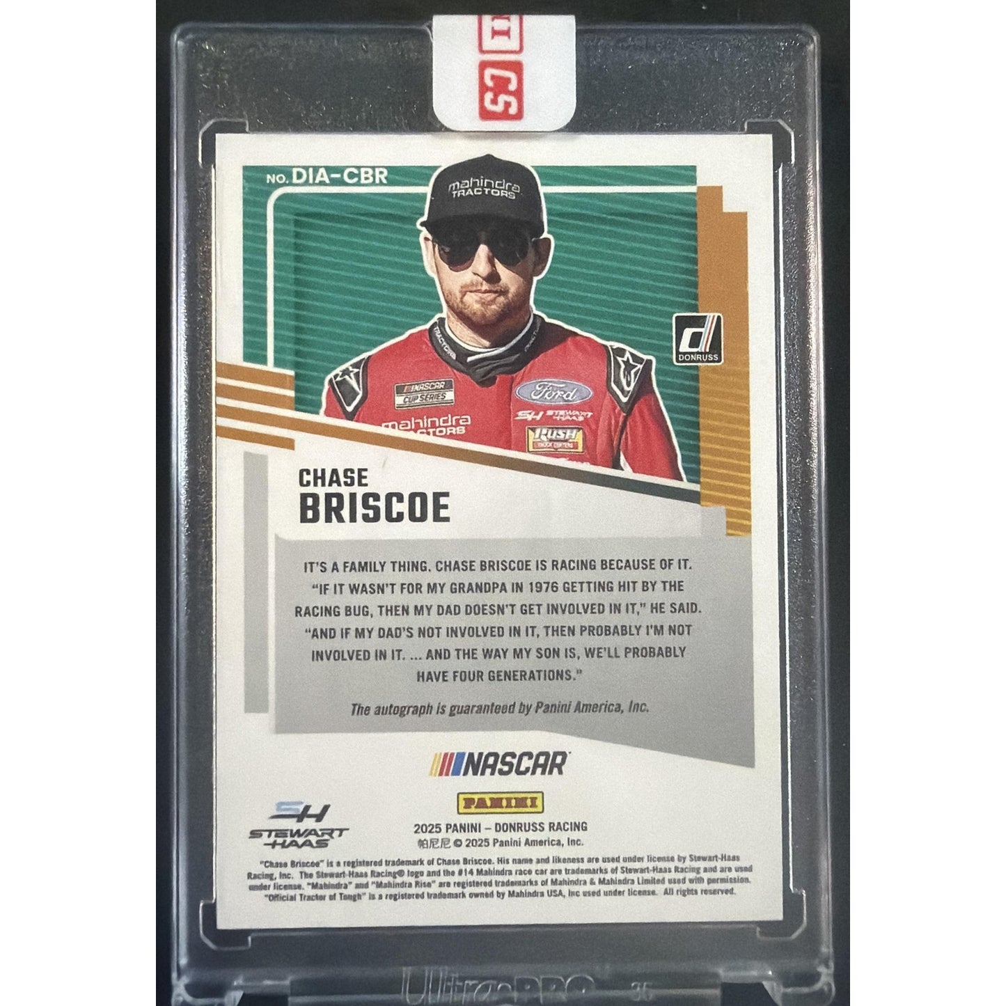 2025 Panini Donruss NASCAR Chase Briscoe #6 Dialed In Auto Red Xplosion /49