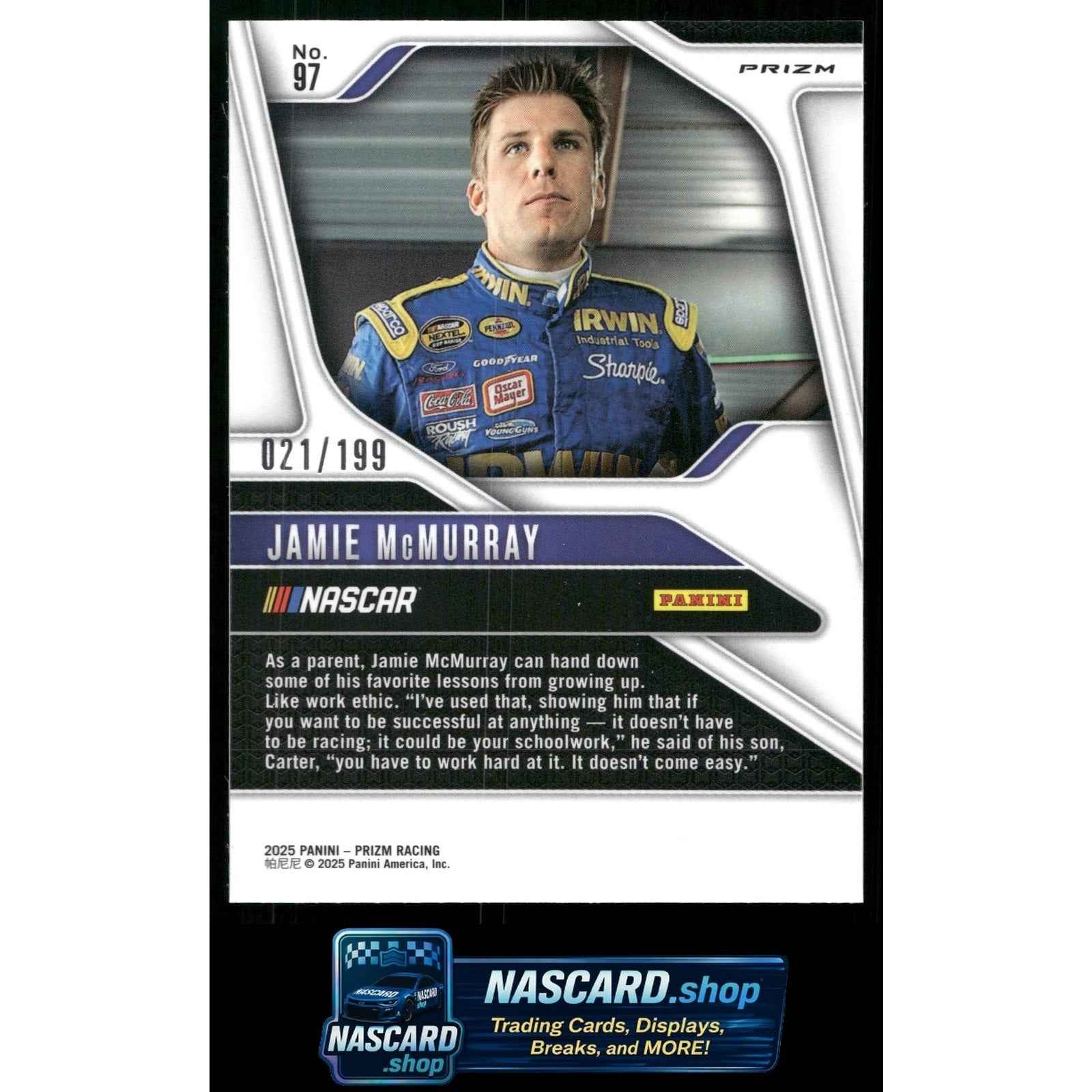 2025 Panini Prizm #97 Jamie McMurray Blue #/199