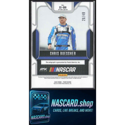 2025 Panini Prizm #SS-CBR Chris Buescher Sensational Signatures Blue #/49