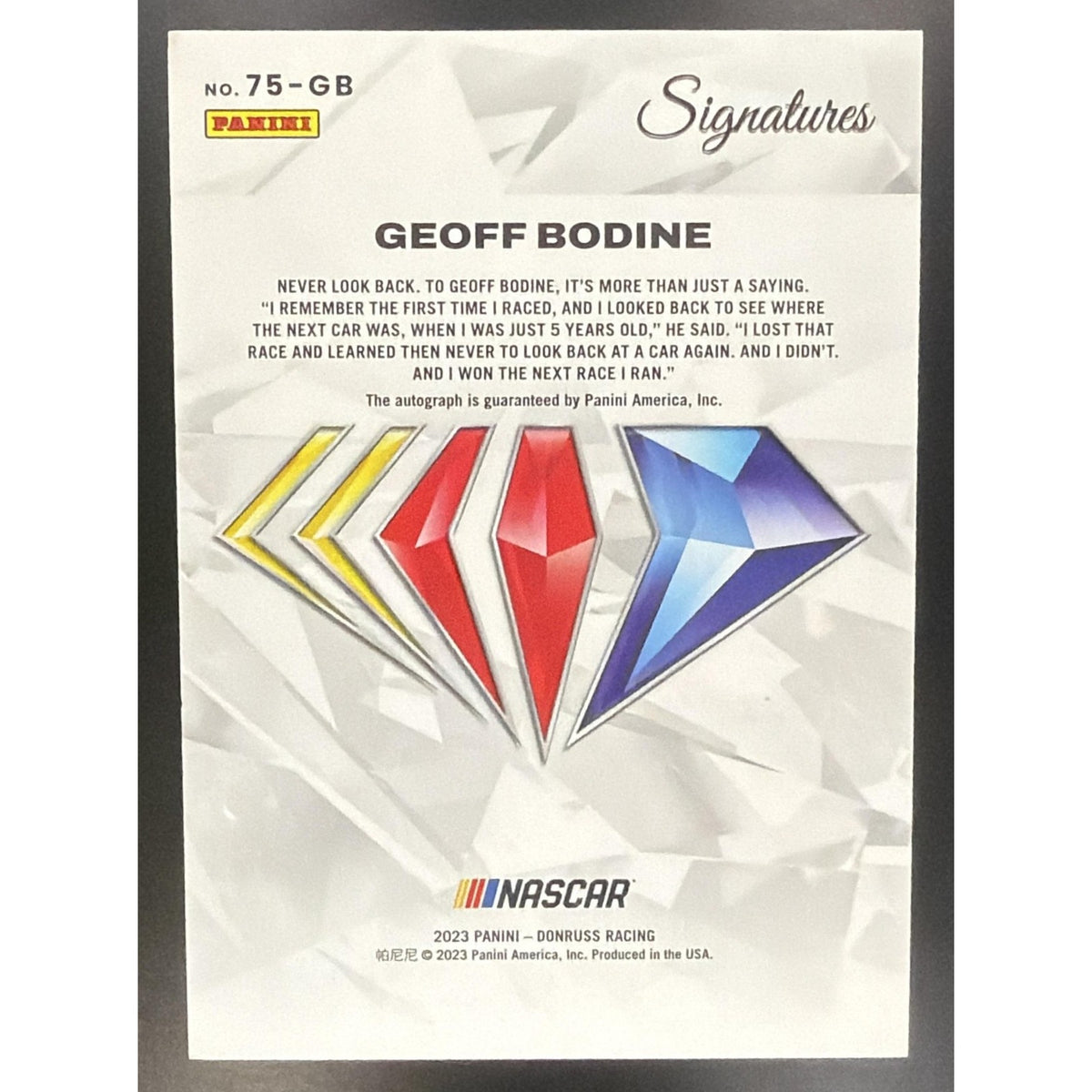 2026 Panini Donruss NASCAR Racing Geoff Bodine 75th Anniversary Signatures Auto