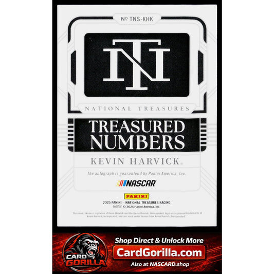 2025 Panini National Treasures Kevin Harvick Treasured Numbers Signatures #/99
