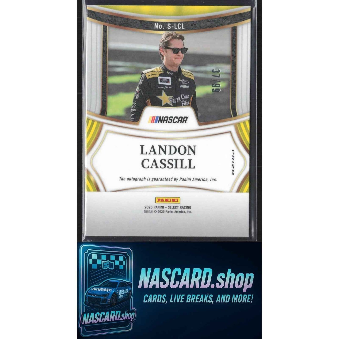 2025 Panini Select #S-LCL Landon Cassill Signatures Blue Prizms #/99