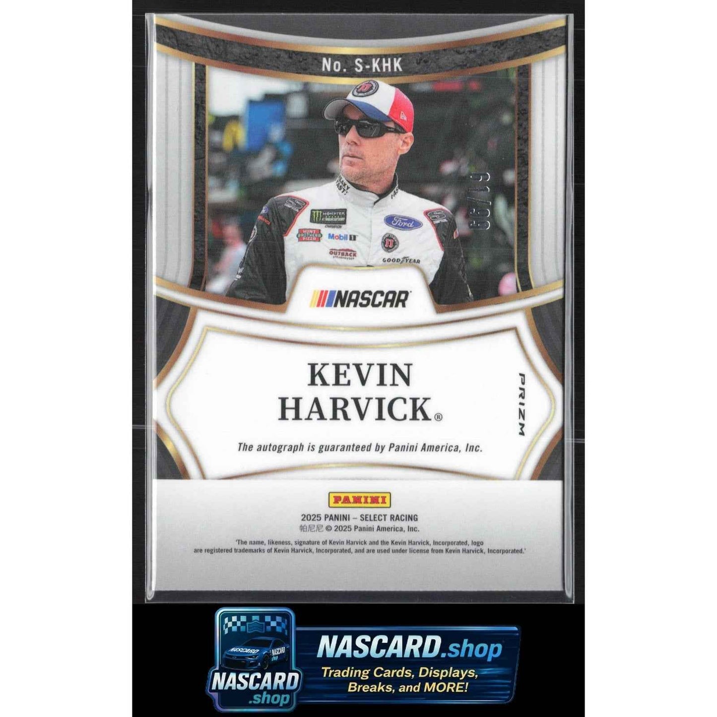 2025 Panini Select #S-KHK Kevin Harvick Signatures Blue Prizms #/99