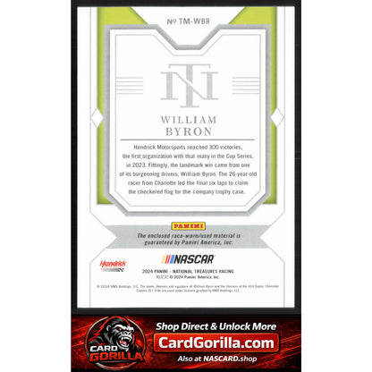 2024 Panini National Treasures #TM-WBR William Byron Timeline Materials #/99