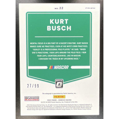 2022 Panini Donruss Kurt Busch #22 Optic Signatures Holo 27/99 Auto