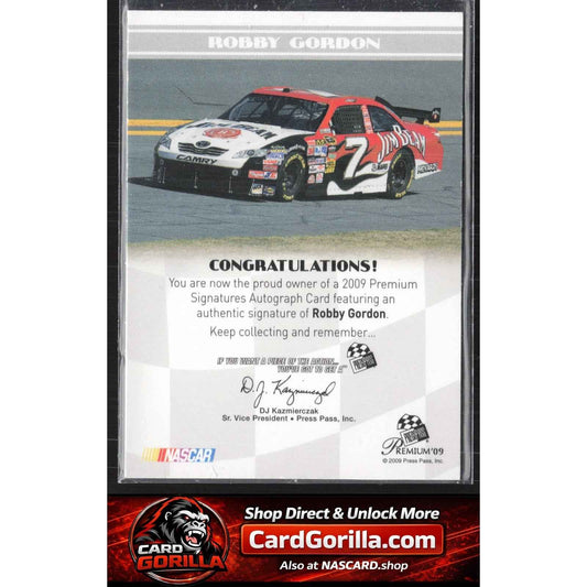 2009 Press Pass Premium #NNO Robby Gordon Premium Signatures Gold #/25