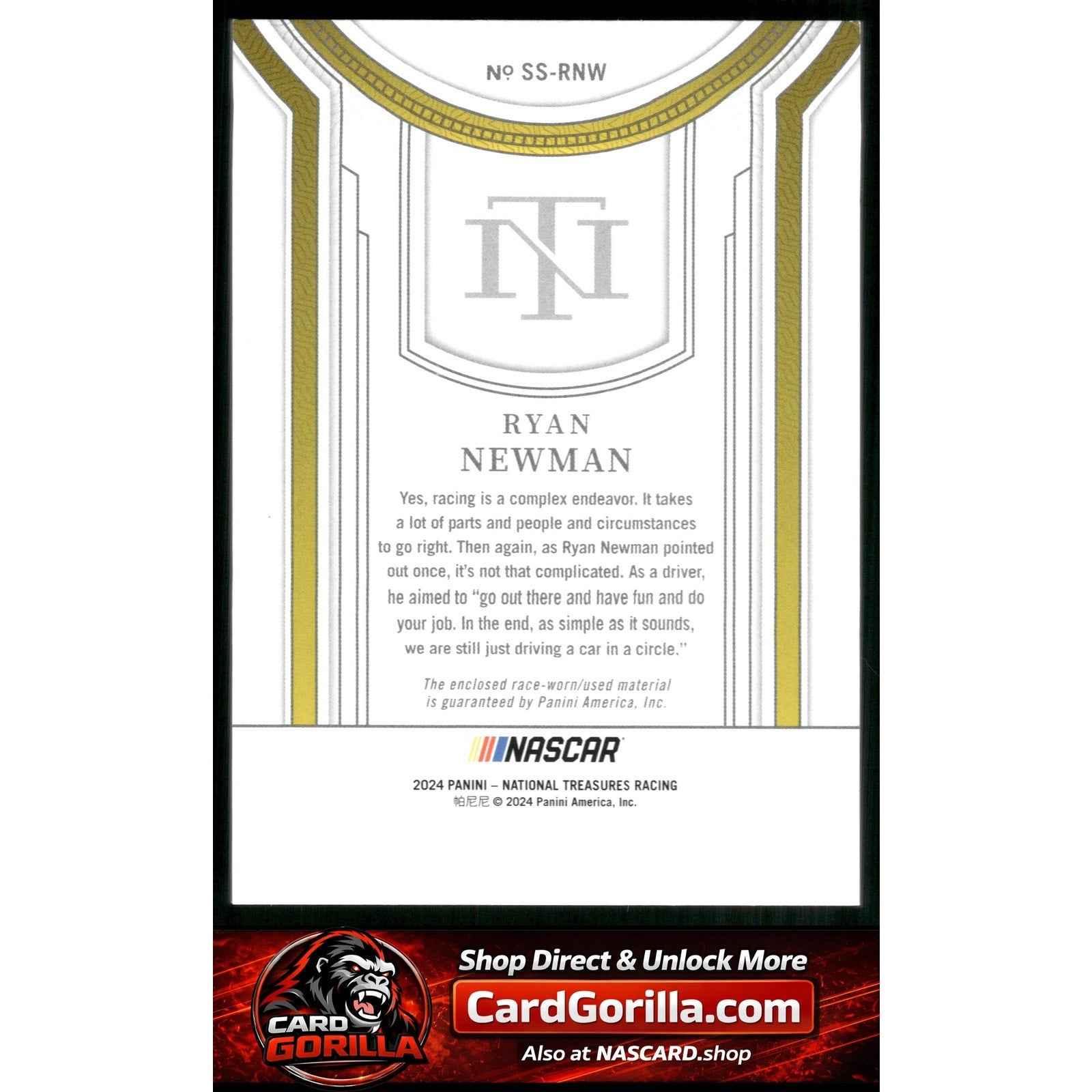 2024 Panini National Treasures #SS-RNW Ryan Newman Silhouettes Holo Gold #/10