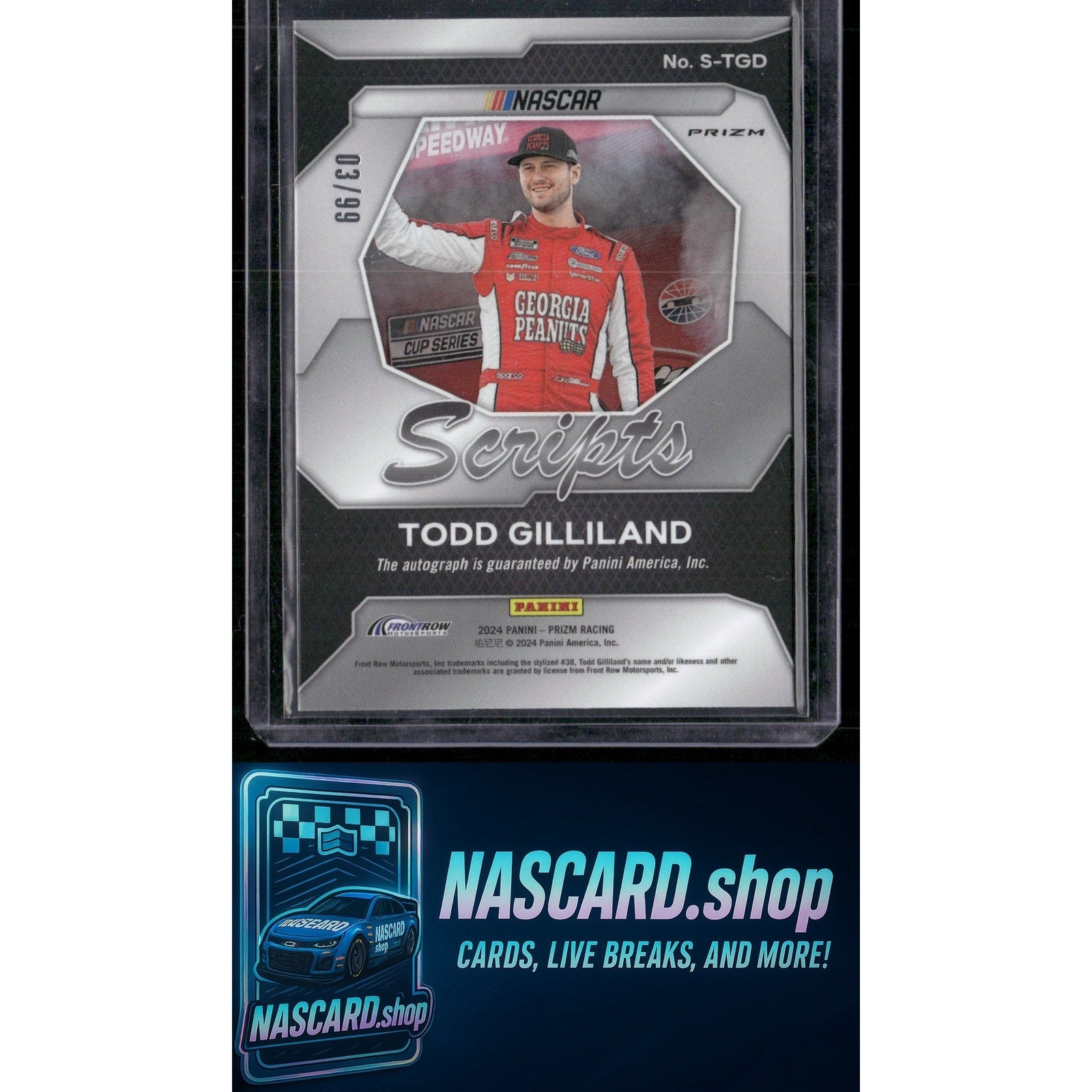 2024 Panini Prizm #S-TGD Todd Gilliland Scripts Red #/99 - NASCARD.shop