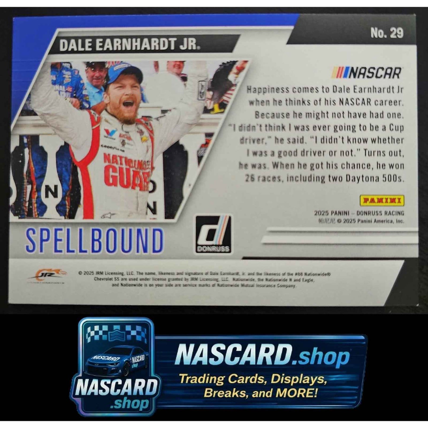 2025 Donruss #29 Dale Earnhardt Jr Spellbound Platinum Diamond #1/1
