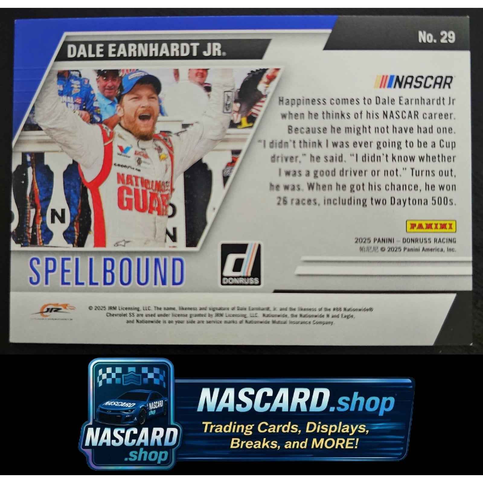 2025 Donruss #29 Dale Earnhardt Jr Spellbound Platinum Diamond #1/1