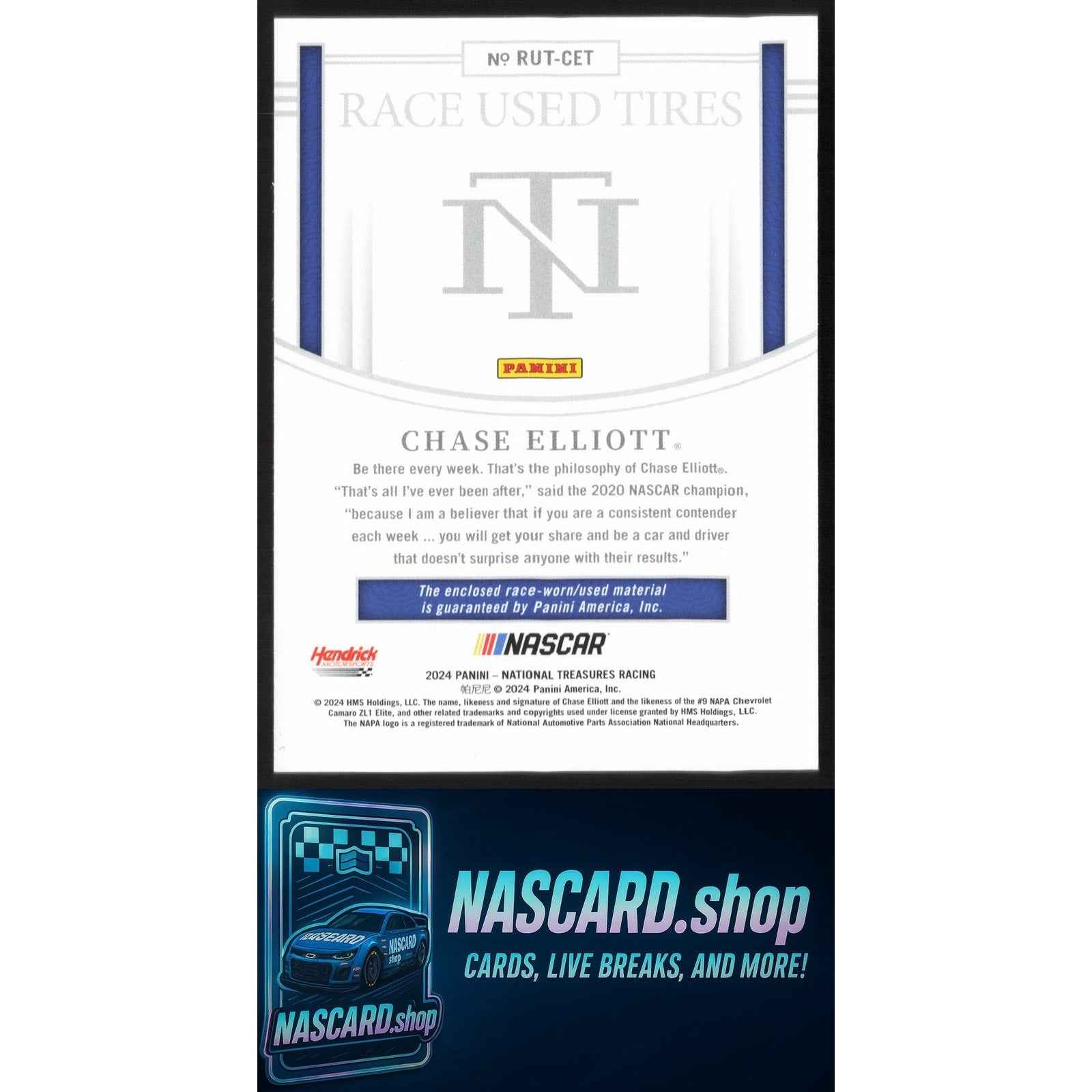 2024 Panini National Treasures Chase Elliott Race Used Tires Holo Gold #/10