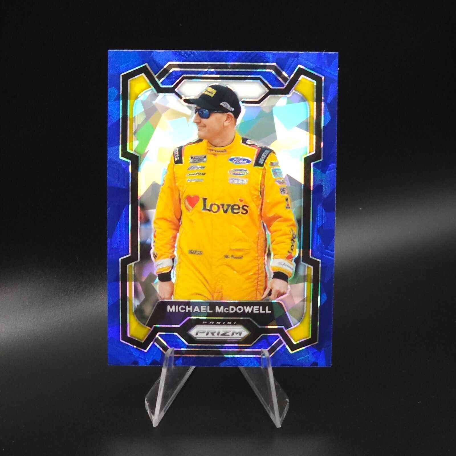 2024 Panini Prizm - Blue Cracked Ice #24 Michael McDowell - NASCARD.shop