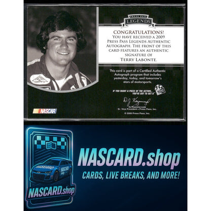 2009 Press Pass Legends Terry Labonte Autographs Red #/55 - Card Gorilla