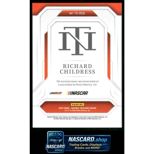 2025 Panini National Treasures #TS-RCD Richard Childress Treasured Swatches #/75